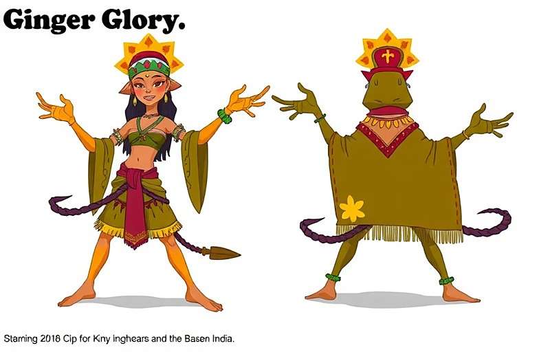 Ginger Glory Gala Future Characters Concept art for upcoming Ginger Glory Gala characters from Northeast India and new ginger-based abilities